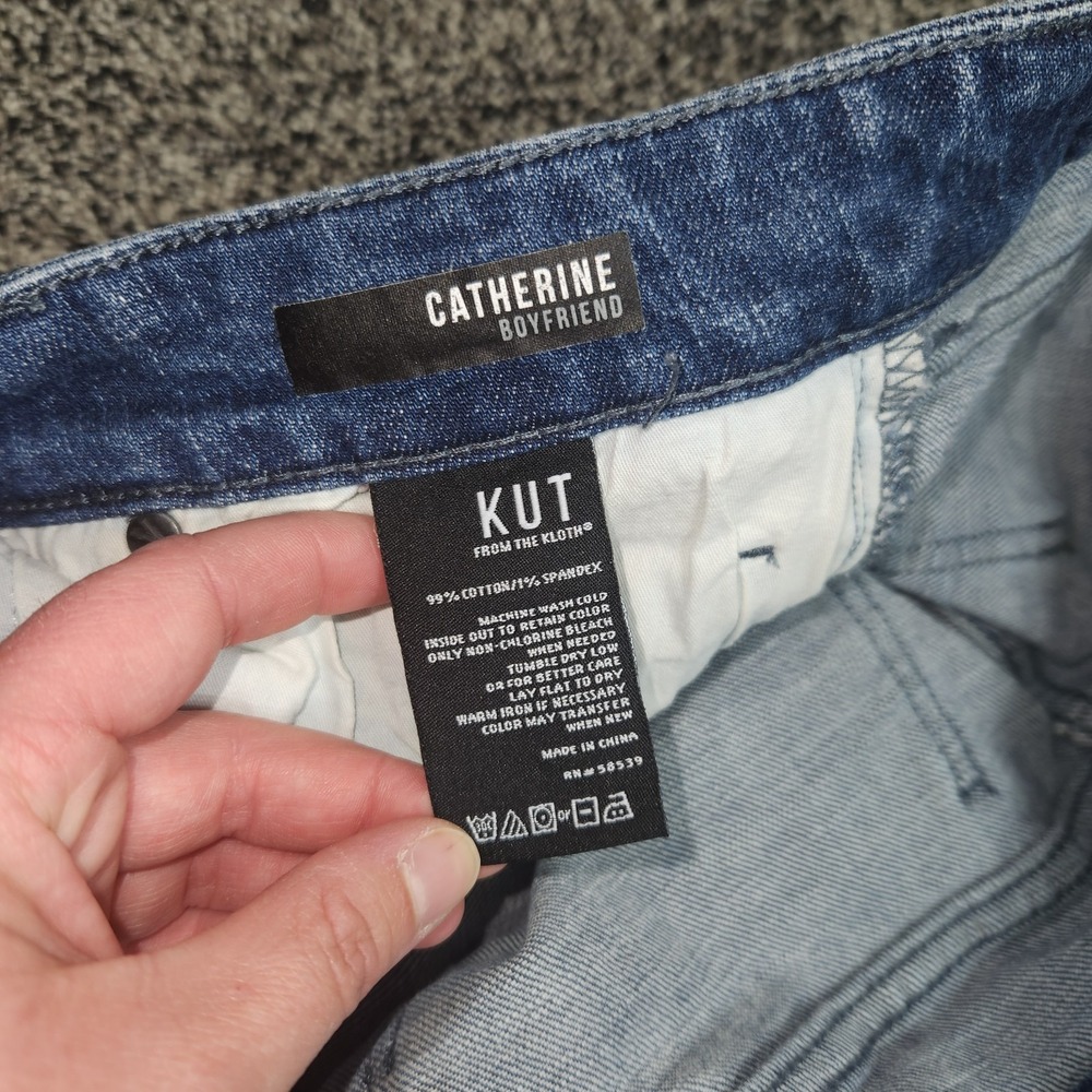 kut from the kloth catherine boyfriend Cropped Ankle Rolled Hem Jeans Women's 12 - Picture 3 of 6